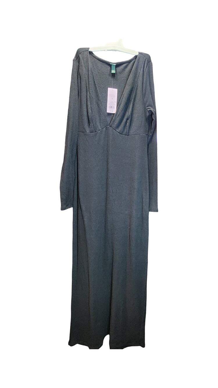 Wild Fable Black Cozy Long Sleeve Maxi Empire Waist Dress Size Medium NWT